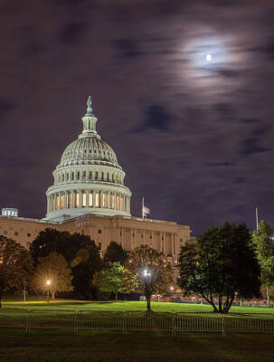  Photograph - Moonrise over the Capitol Washington DC by Cliff Wassmann
