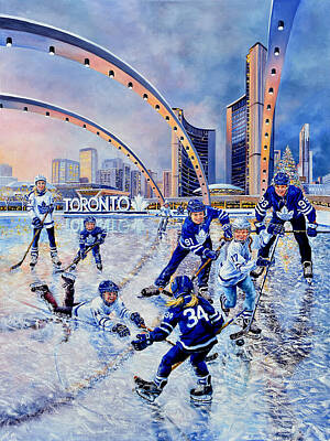 Boys Playing Hockey Original Artwork