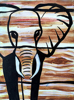  Painting - Wood Grain Elephant by Michele Fritz
