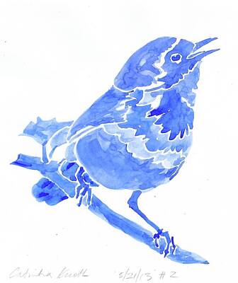  Painting - Blue songbird warbler by Catinka Knoth
