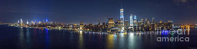  Photograph - Manhattan, NYC Skyline at Night by Petr Hejl PhotoFlight Aerial Media