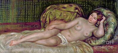 Grand Nu Female Reclining Resting Lying Down Bed Cusshions Impressionist Paintings