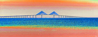 Sunshine Skyway Bridge Paintings Art Prints