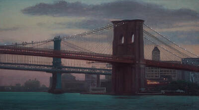  Painting - Brooklyn Bridge Sunset by Walter Lynn Mosley