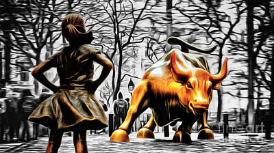  Photograph - Fearless Girl and Wall Street Bull Statues 15 by Nishanth Gopinathan
