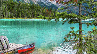  Digital Art - Emerald Lake, Yoho, BC, Canada, Impressionism Impasto Style by Victor Ma