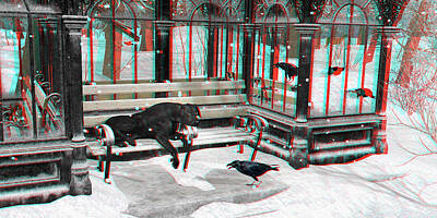  Digital Art - A Shelter in the Snow 3D Anaglyph by Peter J Sucy