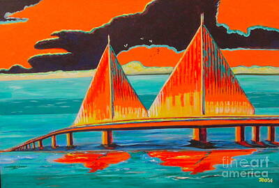 Sunshine Skyway Bridge Paintings Art Prints