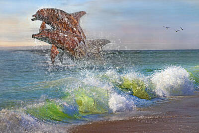 Dolphins Digital Art Original Artwork