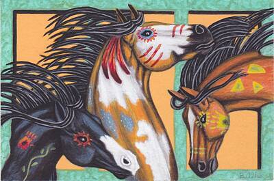 Horses Warpaint Three Horses Warhorses Indain Horses Paintings