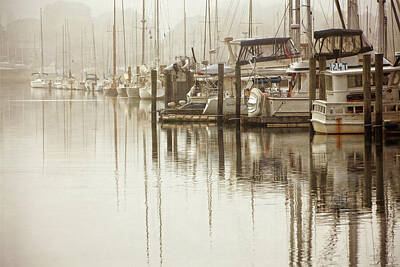 Boats In Reflecting Water Mixed Media