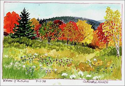  Painting - Fall landscape autumn fantasy scene foliage  by Catinka Knoth