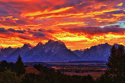  Photograph - Fire In The Teton Sky by Greg Norrell