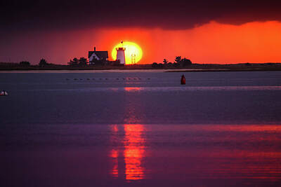  Photograph - Stage Harbor Lighthouse in Chatham at Sunset by Darius Aniunas