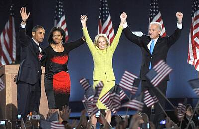 Barack Obama Us Presidential Election Victory Speech And Celebration Art Prints