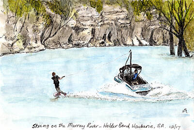  Drawing - Water Skiing by Anne Huth