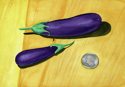 Painting - Eggplants from a drought by Laura Dozor