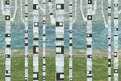  Digital Art - Lakeside Birches 2.0 by Michelle Calkins