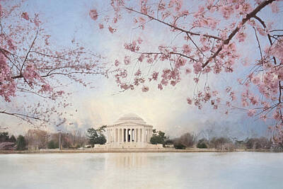 Jefferson Memorial Mixed Media Art Prints