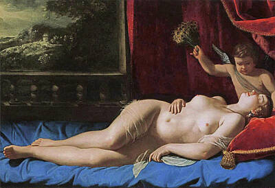  Painting - Venus and Cupid #2 by Artemisia Gentileschi