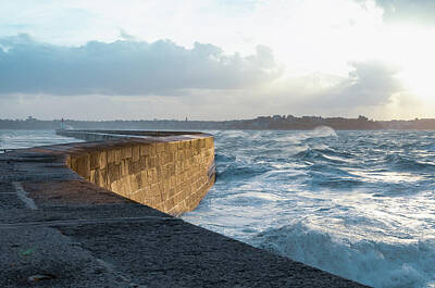  Photograph - Big waves crushing on stone pier by Sasha Samardzija