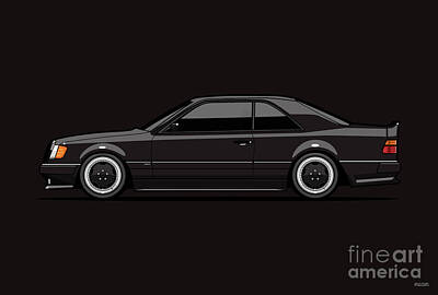  Digital Art - Black MB C124 300CE 6.0 A M G Hammer Widebody Coupe by Monkey Crisis On Mars