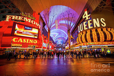  Photograph - Bright Lights on Fremont Street Experience at Night in Las Vegas by Bryan Mullennix