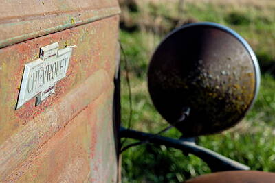  Photograph - Chevrolet emblem and headlight on an old truck by Art Whitton