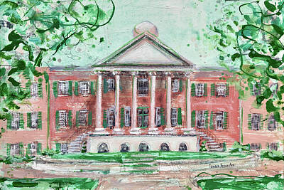 South Carolina Watercolor Painting Charleston College Painting The Cistern Yard at The College of Charleston