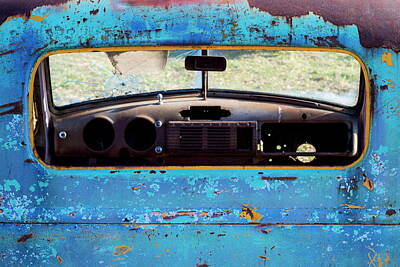  Photograph - Looking through an Old Blue Truck Window by Art Whitton