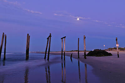  Photograph - Moon Light Piers by Louis Dallara