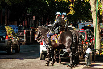  Photograph - Police on Horse Back in NYC by Louis Dallara