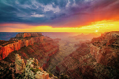 Photograph - Smokey Sunset from Grand Canyon North Rim by Rose and Charles Cox