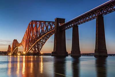  Photograph - The Forth Rail Bridge at dusk from South Queensferry, West Lothi by Diarmid Weir