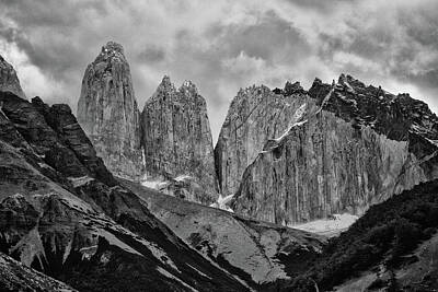  Photograph - The Impressive Torres del Paine in Black and White, Chile, Patagonia by Stephanie Millner