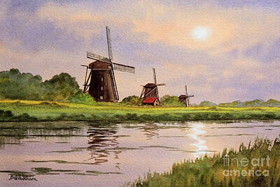 NETHERLANDS Windmills at Zaandam c1885 old antique vintage print picture 