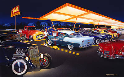 Vintage Diner Cars Wall Art