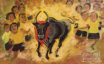 Jallikattu bull fighting Metal Print by Dennis Cox - Fine Art America
