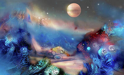 Colorful alien landscape Sticker for Sale by aiartbyayida