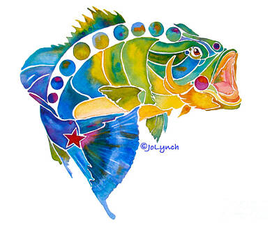  Painting - Big Mouth Bass Whimsical by Jo Lynch