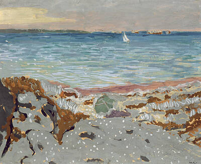 Post-impressionist Seascape Coast Coastal Pebble Beach Sailing Boat Paintings