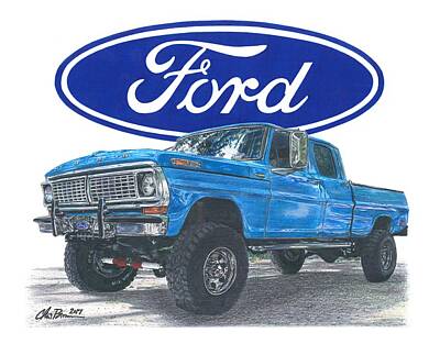 Ford Truck Drawings Art Prints