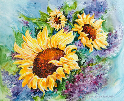  Painting - Happy Sunflowers by Sandy Sandy