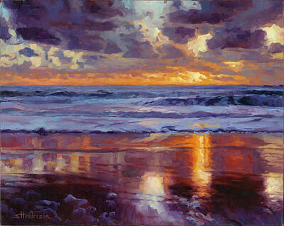 Storm Clouds Sunset Twilight Water Art Prints