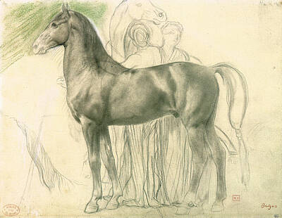 Study Of A Horse With Figures Drawings