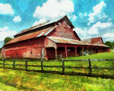  Digital Art - Along the Rural Road Old Barn in Tennessee III by Rhonda Strickland