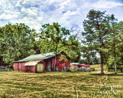  Digital Art - Along the Rural Road Old Barn in Tennessee by Rhonda Strickland