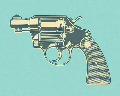 Hand Gun Drawings Art Prints