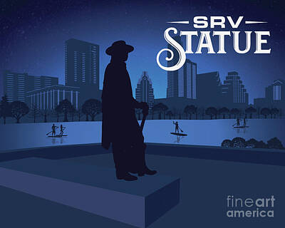  Digital Art - Stevie Ray Vaughan Statue  by Austin Bat Tours