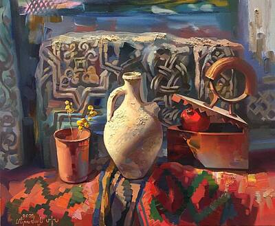  Painting - A cup a jug and an iron by Meruzhan Khachatryan